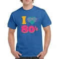 thumbnail image 1 of I Love 80'S Glasses Heart Men Royal Blue T-Shirt, Male Small, 1 of 4