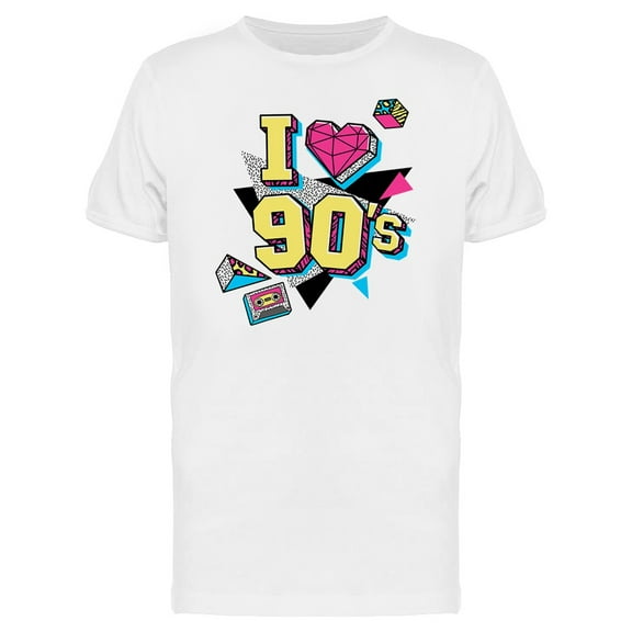 I Love 90S With Icons T-Shirt Men -Image by Shutterstock, Male 4X-Large