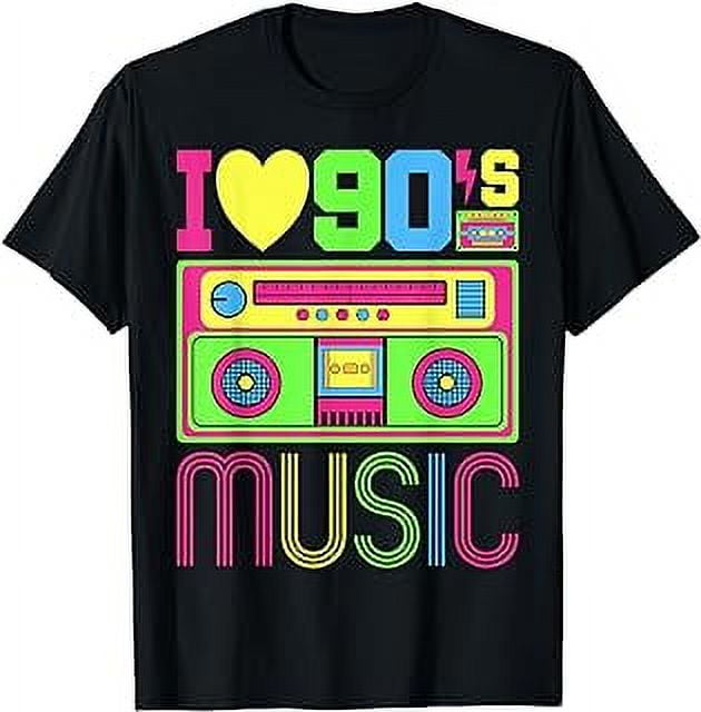 I Love 90s Music 1990s Style Hip Hop Outfit Vintage Nineties T-Shirt ...
