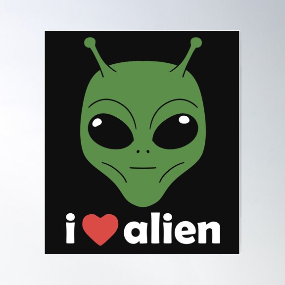 I Love Alien Poster Wall Art, Modern Wall Decor For Living Room Bedroom, 12x18 UNFRAMED