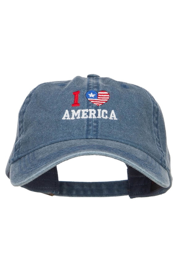 I Love America Embroidered Washed Cap - Navy OSFM