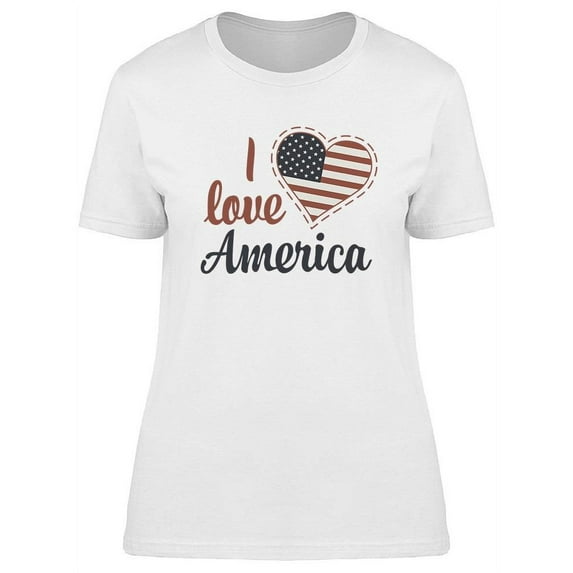 I Love America Heart Shaped Flag T-Shirt Women -Image by Shutterstock, Female Small