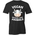 thumbnail image 1 of I Love Animals T-Shirt | Cute Vegetarian Black Tee Gift, 1 of 5