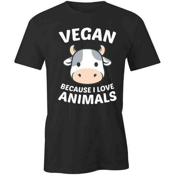 I Love Animals T-Shirt | Cute Vegetarian Black Tee Gift