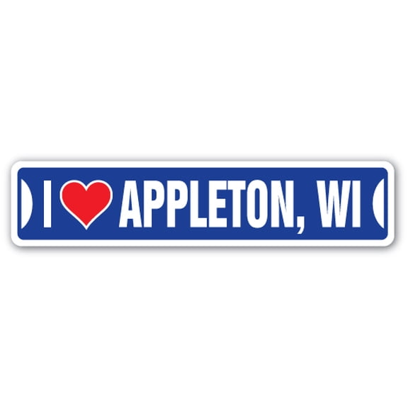 I Love Appleton Wisconsin Street [3 Pack] of Vinyl Decal Stickers | Indoor/Outdoor | Funny decoration for Laptop Car Garage  Bedroom Offices | SignMission