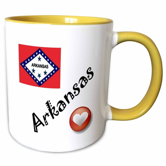 3drose, I Love Arkansas, 11oz Two-tone Yellow Mug