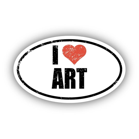 I Love Art I Heart Euro Oval Sticker Vinyl 3M Decal 3 In x 5 In