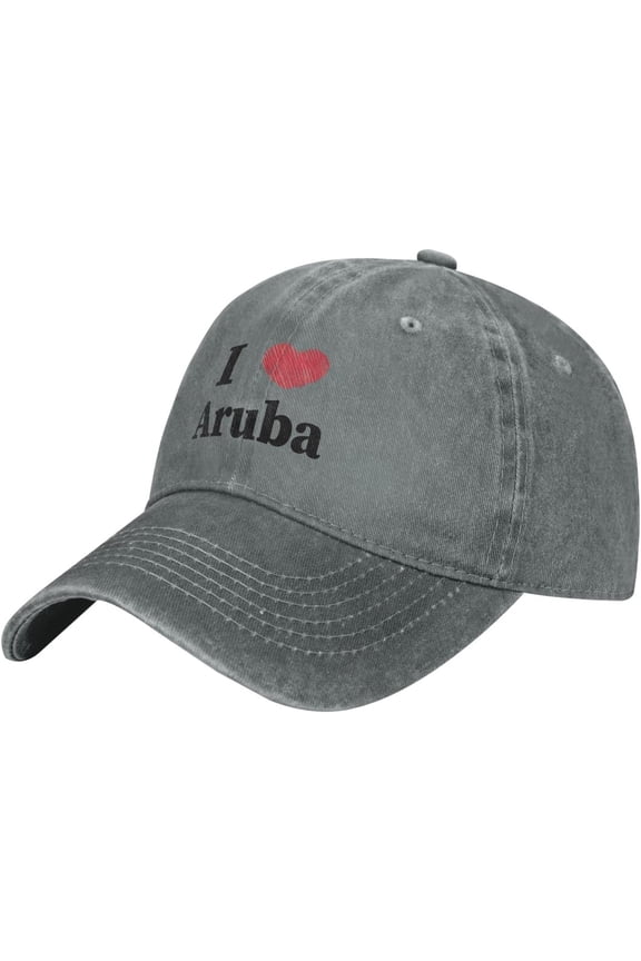 I Love Aruba Baseball Caps Unisex Cowboy Hat Casquette Cap Vintage Adjustable Fashion Gray