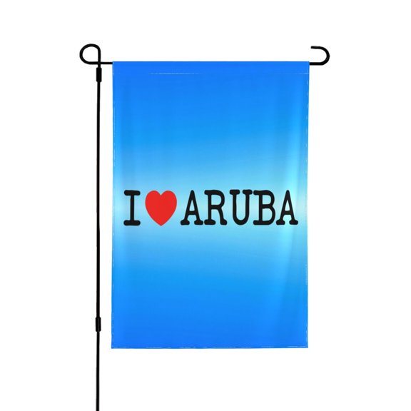 I Love Aruba Garden Flag 12.5x18 Inch Double Sided Decorations Outdoor Yard Flags For Outside Lawn Porch Garden Decor