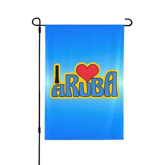 I Love Aruba Logo Garden Flag 12.5x18 Inch Double Sided Decorations Outdoor Yard Flags For Outside Lawn Porch Garden Decor