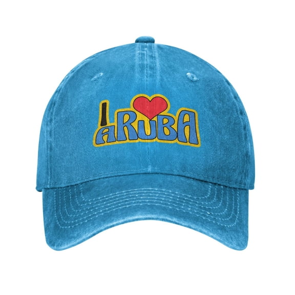I Love Aruba Logo Unisex Adult Washed Denim Cotton Sport Outdoor Baseball Cap Adjustable Cowboy Baseball Hat
