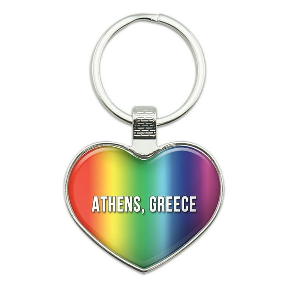 I Love Athens Greece Heart Metal Key Chain