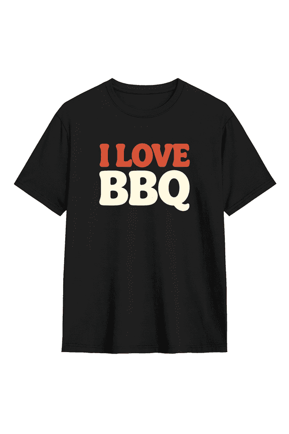 I Love BBQ Vintage Graphic Tee for Men, Fun BBQ Cotton Short Sleeves T-Shirt