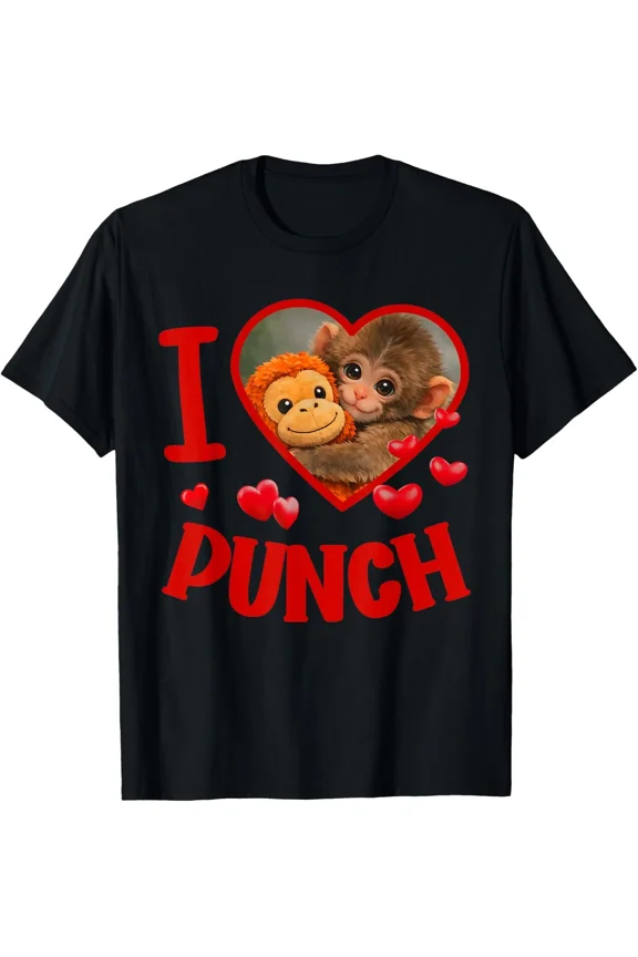 I Love Baby Monkey Punch Cute Meme Funny Animal Unisex T-Shirt ,up to size 5XL