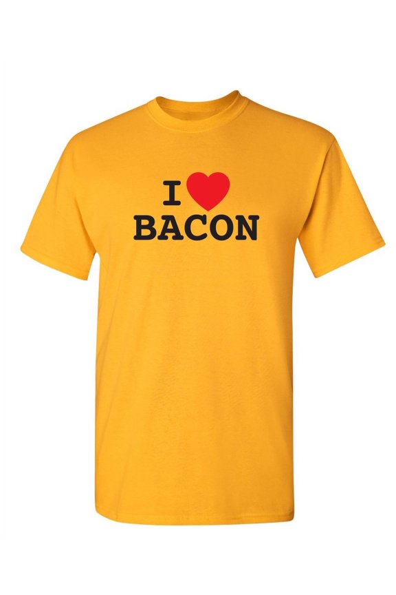 I Love Bacon Novelty Humor Graphic Tees Casual Apparel Sarcastic Tshirt Gift For Party Birthdays Food Lover Funny T Shirt For Men