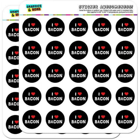 I Love Bacon Stylish 50 1" Planner Calendar Scrapbooking Crafting Stickers