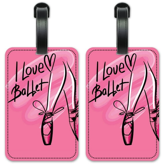 I Love Ballet - Luggage ID Tags / Suitcase Identification Cards - Set of 2