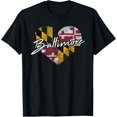 thumbnail image 1 of I Love Baltimore State of Maryland Flag Heart Gift T-ShirtMen and women, Black T-shirt, size: Extra large, 1 of 4