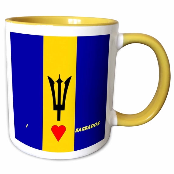 3drose, I Love Barbados, 11oz Two-tone Yellow Mug