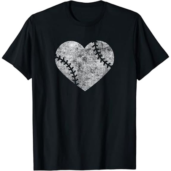 I Love Baseball Distressed Vintage Heart Graphic T-Shirt