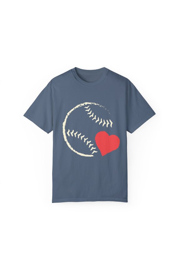 I Love Baseball Heart Baseball Mom Mamas Gift For Her Gift For Him Unisex Garment-Dyed T-shirt