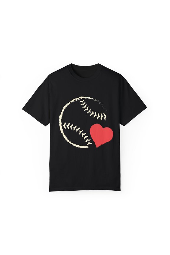 I Love Baseball Heart Baseball Mom Mamas Gift For Her Gift For Him Unisex Garment-Dyed T-shirt