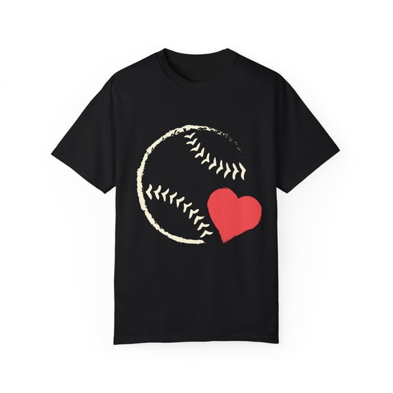 I Love Baseball Heart Baseball Mom Mamas Gift For Her Gift For Him Unisex Garment-Dyed T-shirt