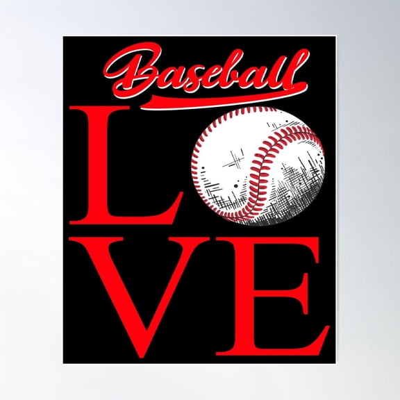 I Love Baseball Heart Poster Wall Art, Modern Wall Decor For Living Room Bedroom, 8x12 UNFRAMED
