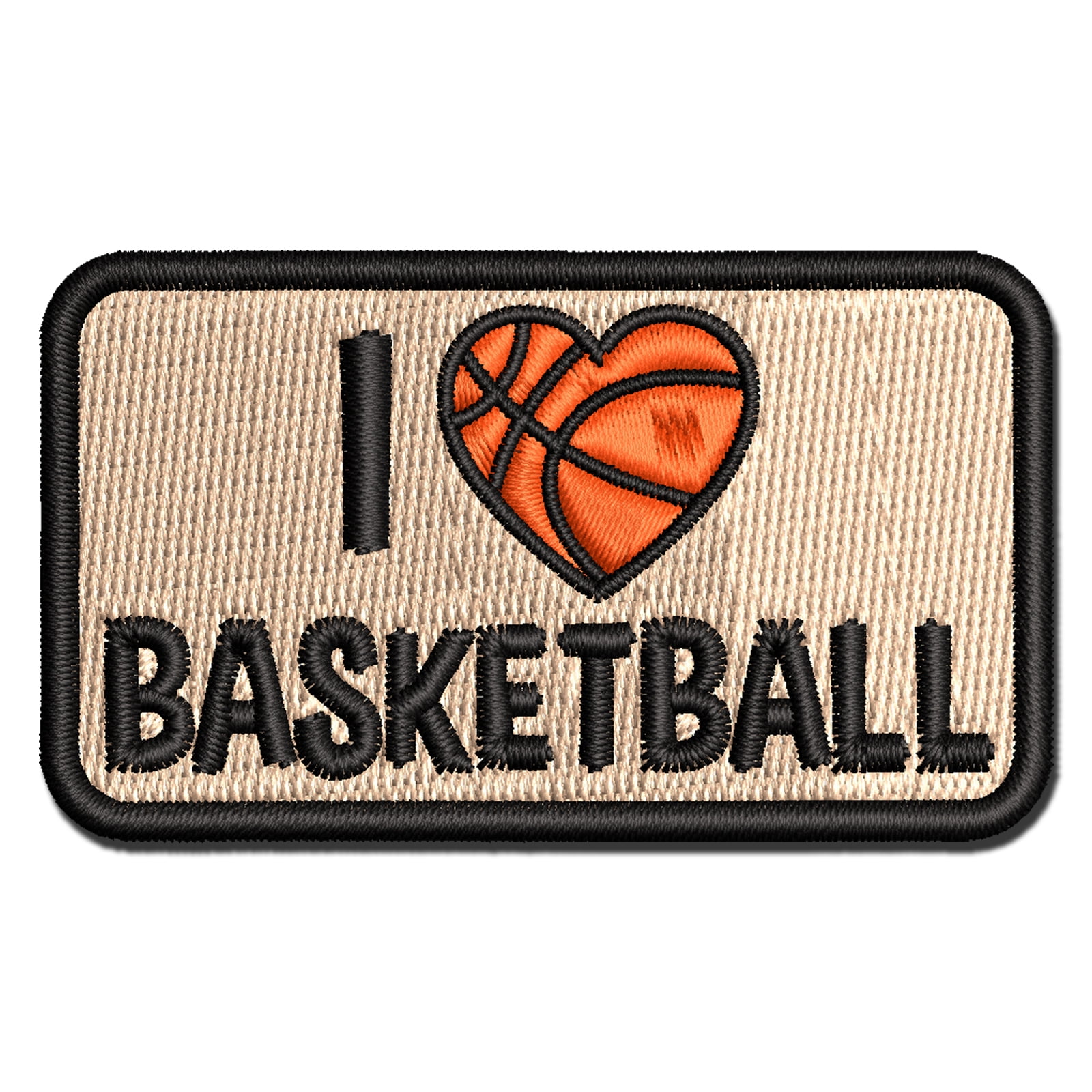 I Love Basketball Heart Shaped Ball Sports Applique Multi-Color Embroidered Iron-On Patch - 3.5 Inch Large