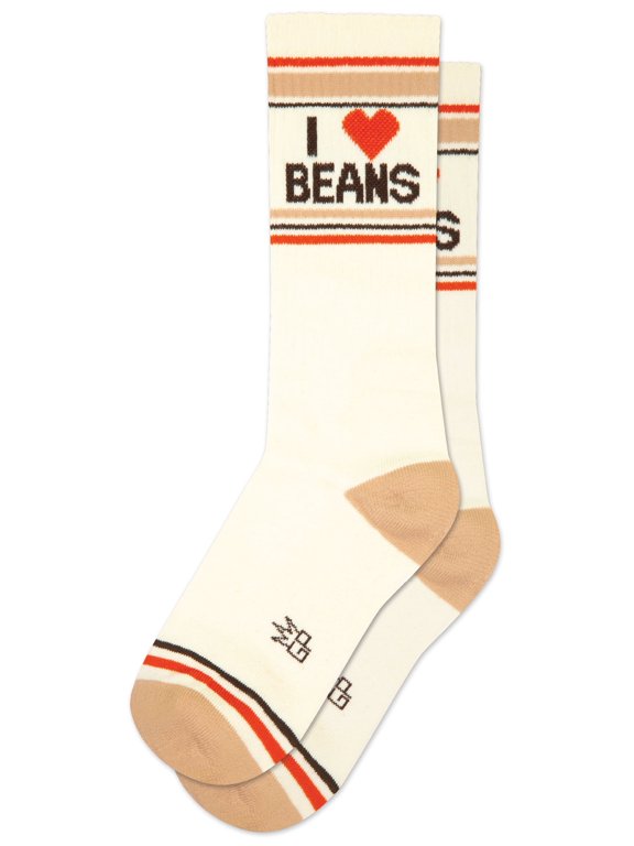 I Love Beans, Gumball Poodle Novelty Gift Socks for Men, Women and Teens, Unisex Crew Socks ( Made in the USA )