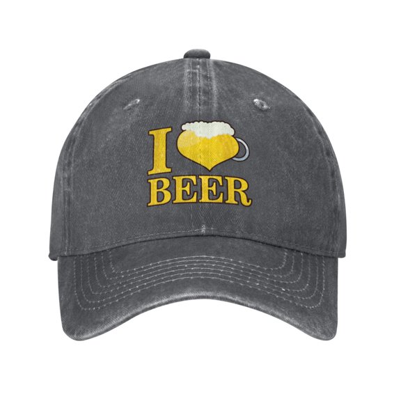 I Love Beer Baseball Cap Vintage Soft Washed Denim,Golf Dad Hat Adjustable Trucker Hats for Men Women Unisex Adult,Deep Heather