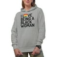thumbnail image 1 of I Love Being a Black Woman, Black History Month Merch Gift, Heather Grey Hooded Sweatshirt or Hoodie, Medium, 1 of 5