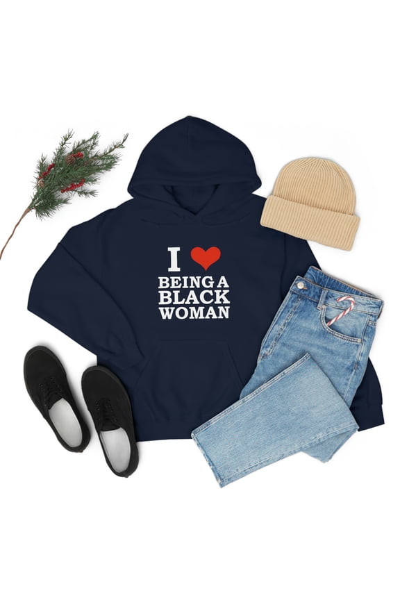 I Love Being a Black Woman Unisex Hoodie, S-5XL Black Pride