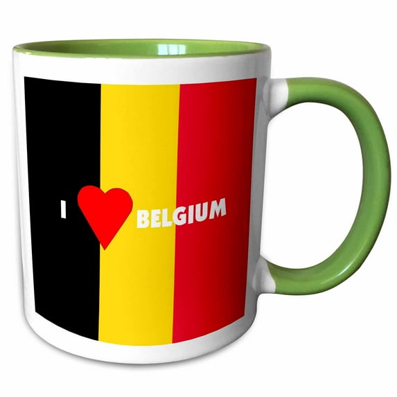 3drose, I Love Belgium, 11oz Two-tone Green Mug