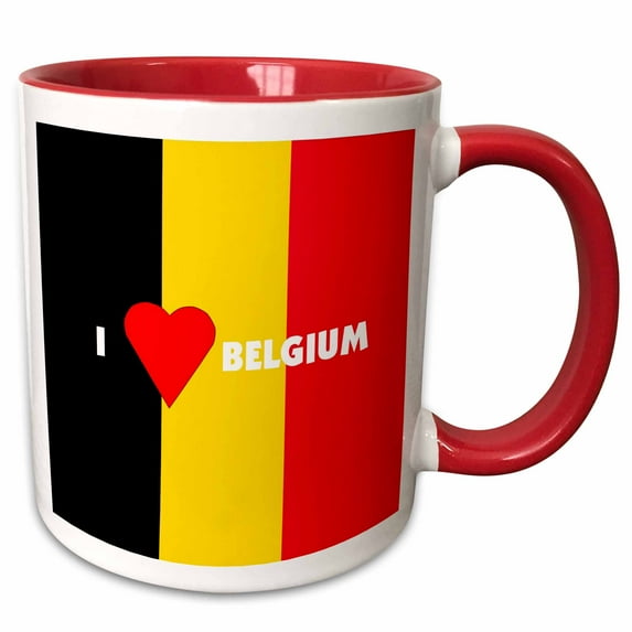 3drose, I Love Belgium, 11oz Two-tone Red Mug