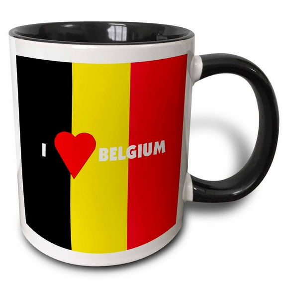 3drose, I Love Belgium, 15oz Two-tone Black Mug