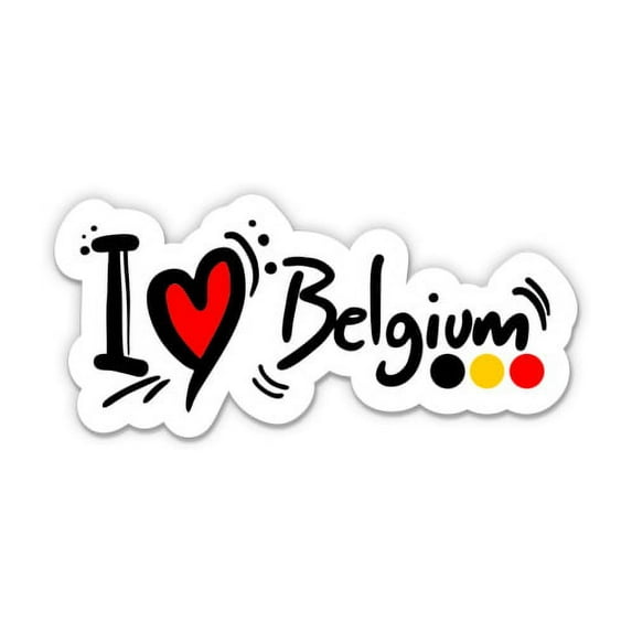 I Love Belgium - 3" Vinyl Sticker - For Car Laptop I-Pad Phone Helmet Hard Hat - Waterproof Decal