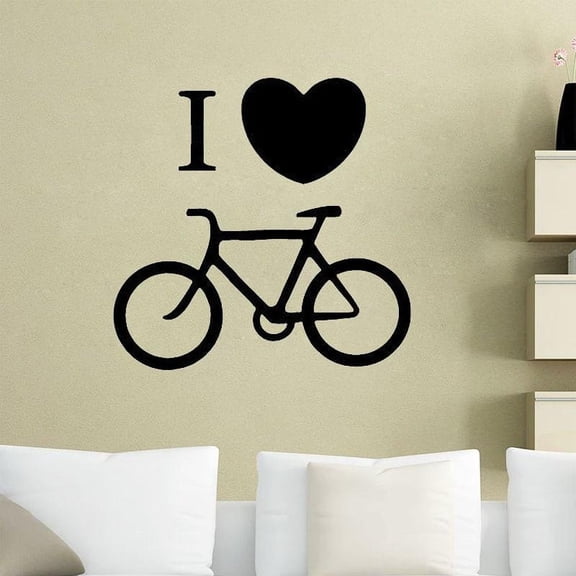 I Love Bicycle Wall Decal Sport Bike Cycling Vinyl Art Murals Living Room Bedroom Home Decor Creative Heart Wall Sticker Decals 30x30cm