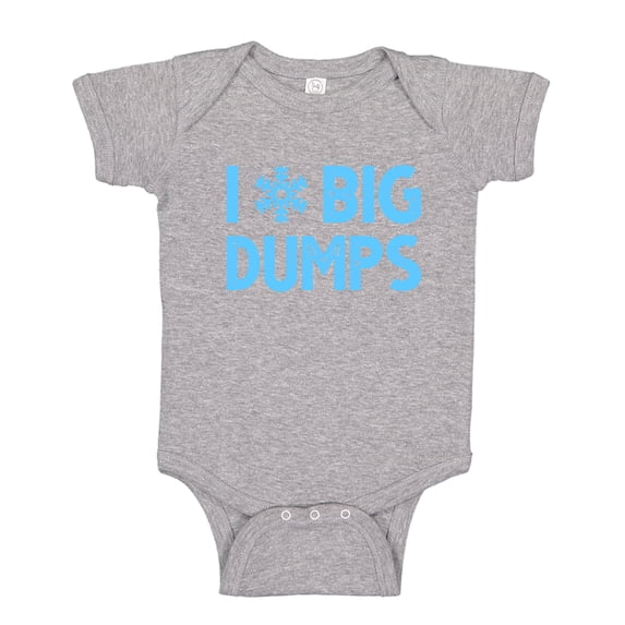 I Love Big Dumps Skiing Baby Bodysuit One Piece NB Athletic Heather