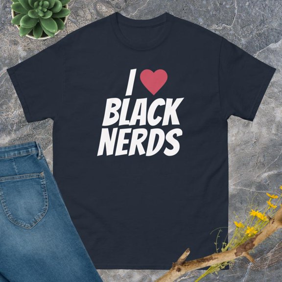 I Love Black Nerds Unisex classic tee (Navy, L)