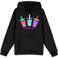 thumbnail image 1 of I Love Boba Adult Black Long Sleeve Hoodie-3XL, 1 of 2