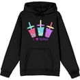 thumbnail image 1 of I Love Boba Adult Black Long Sleeve Hoodie-Medium, 1 of 2