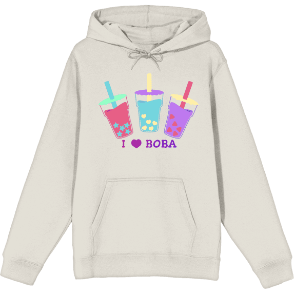 I Love Boba Adult Sand Long Sleeve Hoodie-Medium