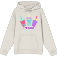 thumbnail image 1 of I Love Boba Adult Sand Long Sleeve Hoodie-Small, 1 of 2