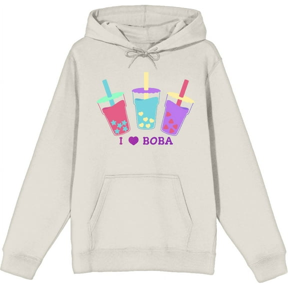 I Love Boba Adult Sand Long Sleeve Hoodie-Small