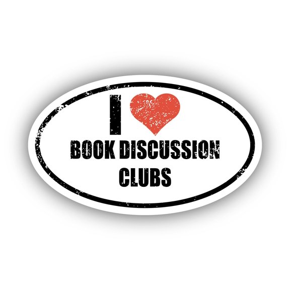 I Love Book Discussion Clubs I Heart Euro Oval Sticker Vinyl 3M Decal 3 In x 5 In
