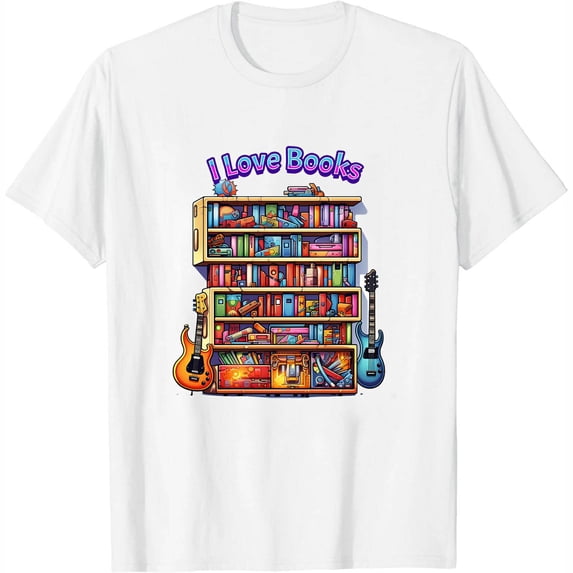I Love Books Back to School Gifts Cute Short Sleeve Shirt for Women – Fashionable Top with Personality