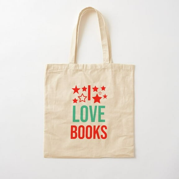 I Love Books Cotton Tote Bag Canvas Tote Bag, Family Gift For Mother, Her
