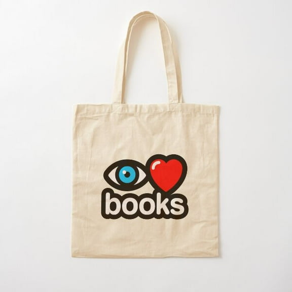 I Love Books Cotton Tote Bag Canvas Tote Bag, Family Gift For Mother, Her