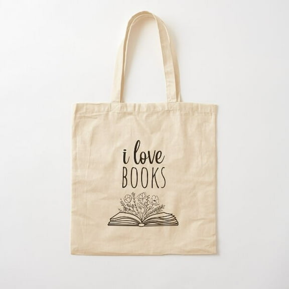 I Love Books Cotton Tote Bag Canvas Tote Bag, Family Gift For Mother, Her